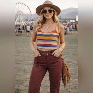 Like New Hyfve Colorful Striped Women's Crop Top Size Medium